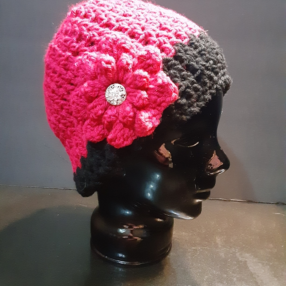 Handmade crochet flower hat